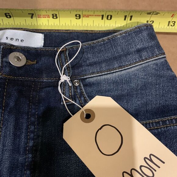 Sene Womens Mom Jeans Size 0 Blue Straight Leg Mid Rise Pants - Picture 4 of 11